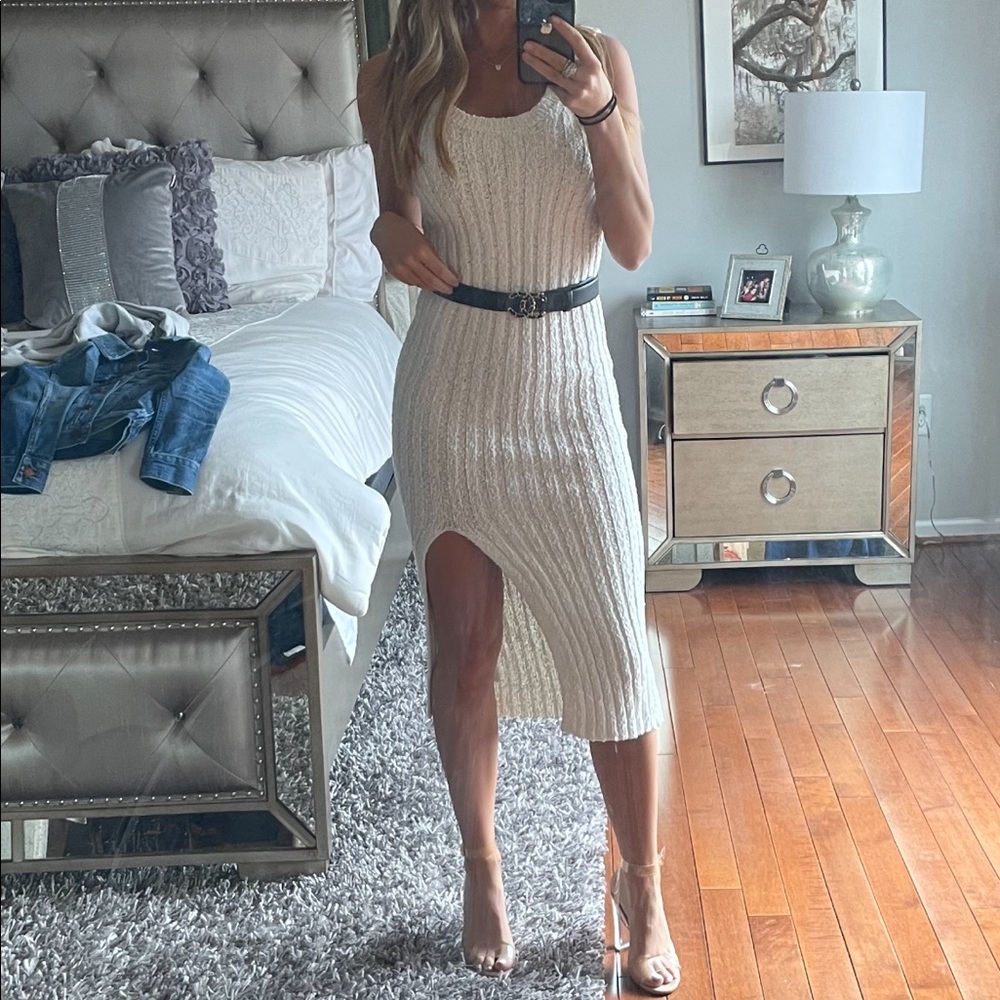 Thick white sweater dress